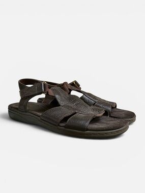 Azaleia Pebbled Leather Fisherman Sandal in Chocolate Brn Women’s Sz 7 1/2